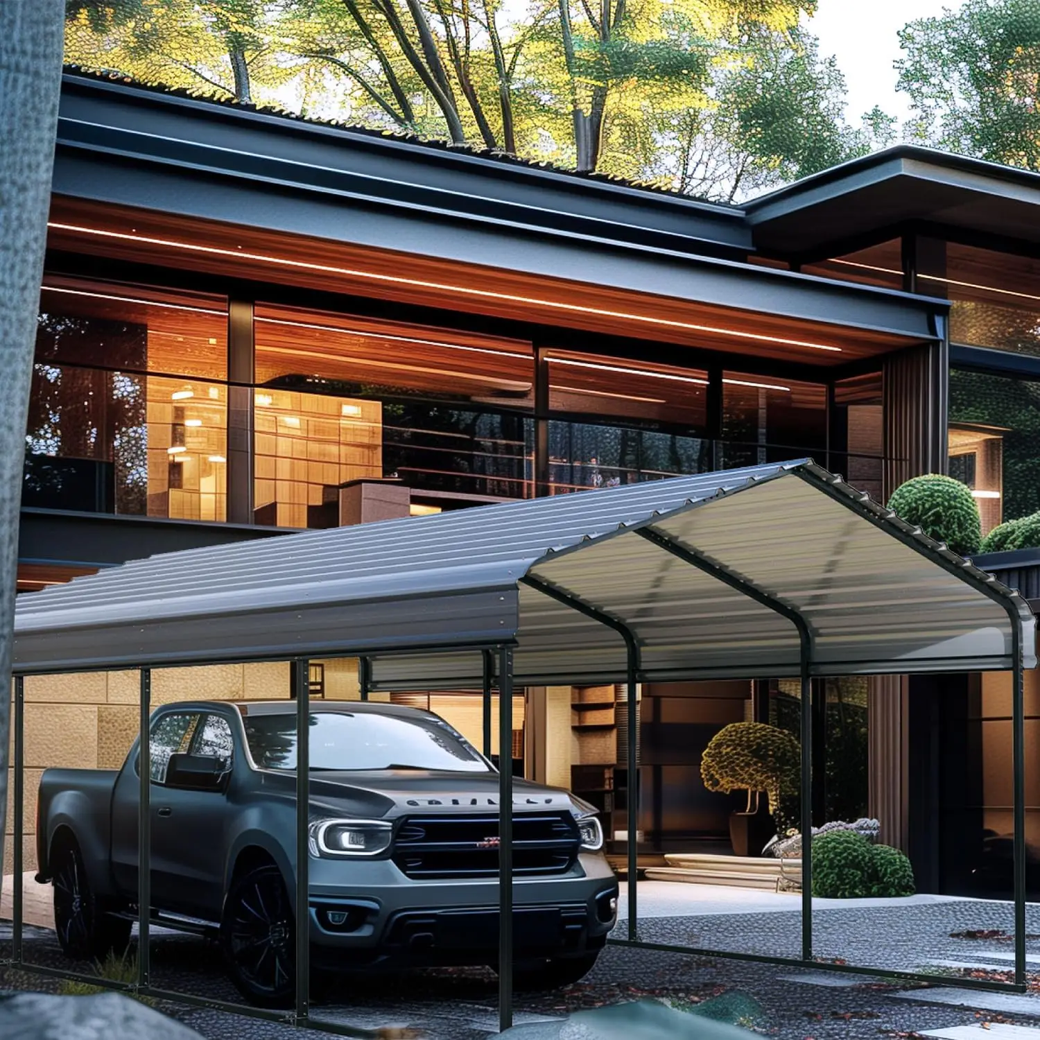 XZ OEM ODM outdoor steel mobile flat pack garage shed shelter foldable metal frame portable carport for car