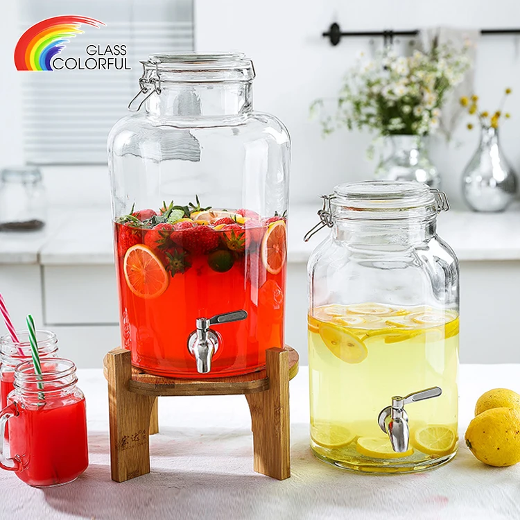 clear costom beverage glass water dispenser with tap