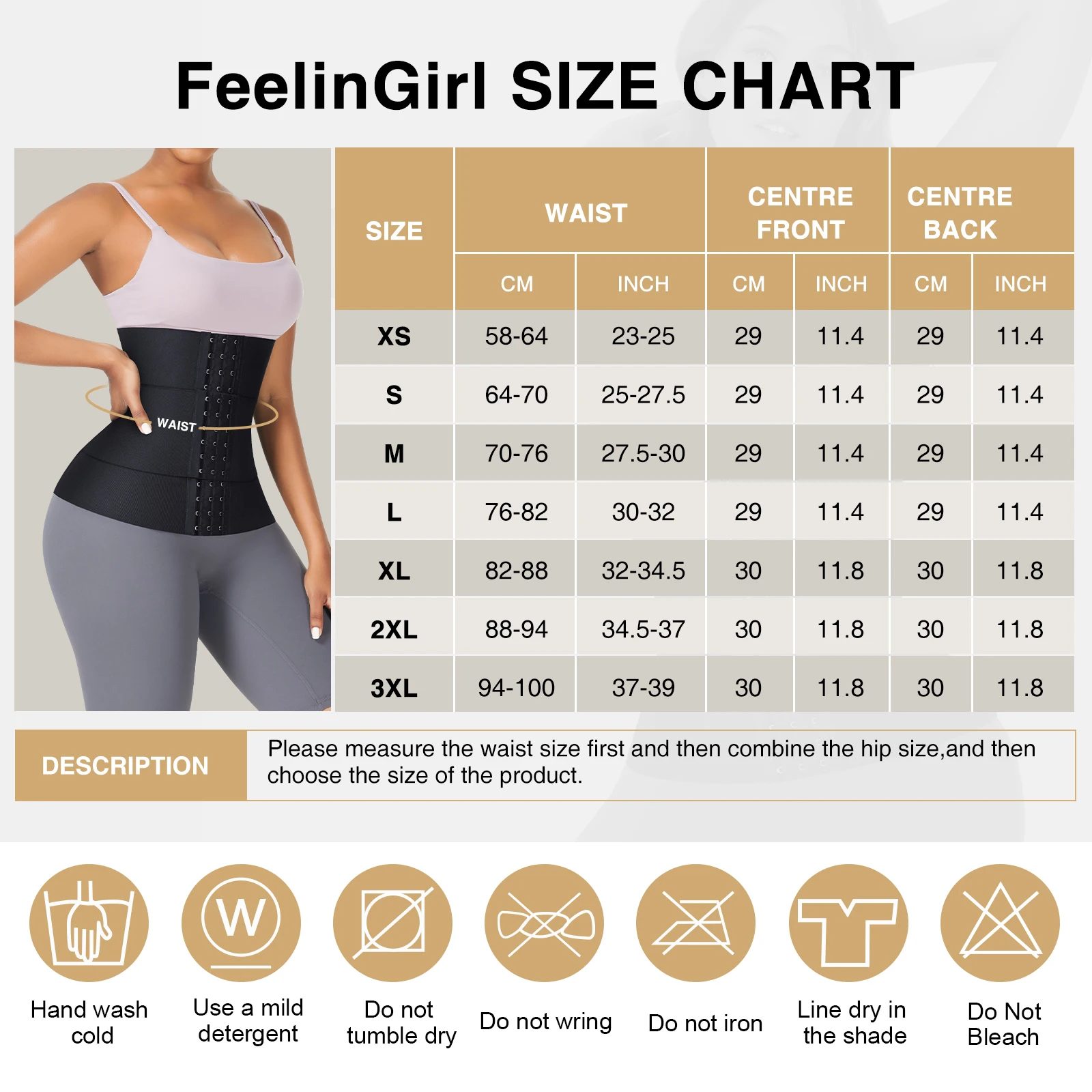 WAISTDEAR Logo Service 3 Piece Segment Slimming Belt Waist Trainer Elasticity Breathable Full Body Steel Boned Waist Trainer