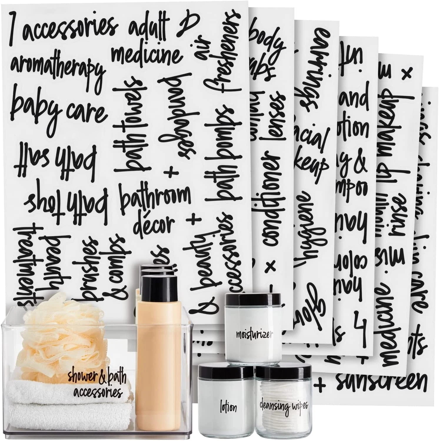 Customized Waterproof Clear Bathroom Labels Organizer Label for Containers Transparent Storage Stickers for Organizer Bins