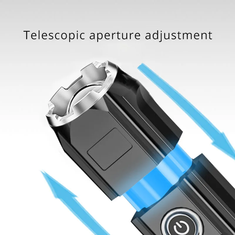 Newest Strong Powerful  Portable Flashlight wtih LED COB Slide USB Rechargeable Zoomable Tactical Flashlights