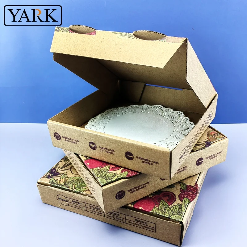Custom size take away pizza packaging foldable kraft cardboard paper corrugated pizza box