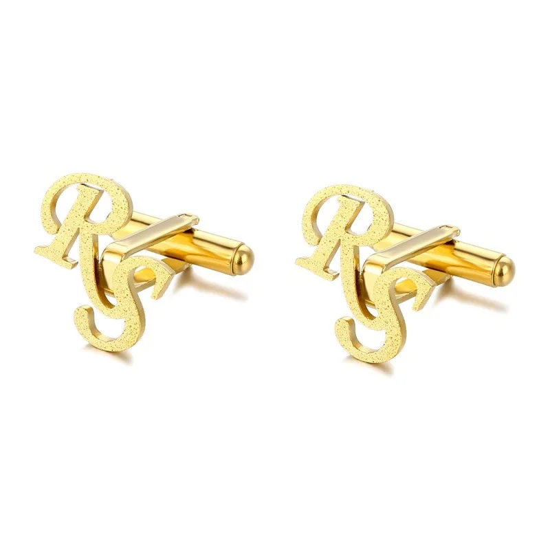 OEM Custom Personalized Names Cuff links Customise Wedding Groom Stainless Steel Initials Letters Cufflink for men