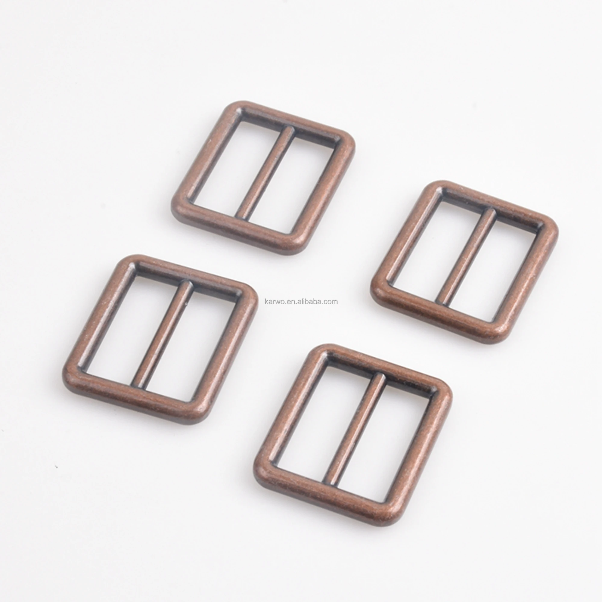 Karwo 25mm red bronze metal rectangle round tri glide slider adjuster buckle for handbag