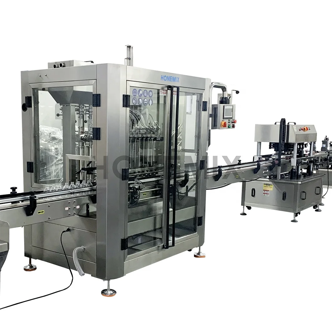 HONE Automatic Widely used 4/6 Heads Automated Bottle Filling production line liquid inline filling machine