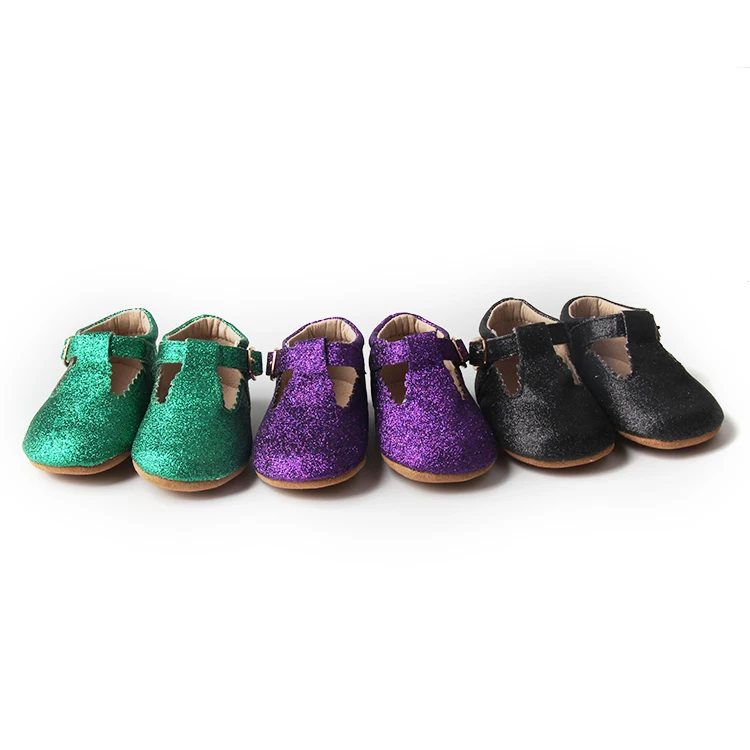  Skidproof Breathable Leather T-bar Soft Soles Glitter Shiny Baby