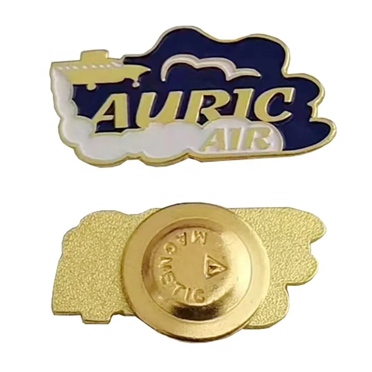 Free design custom design metal soft enamel air craft aviator lapel pin button magnet badge for staff