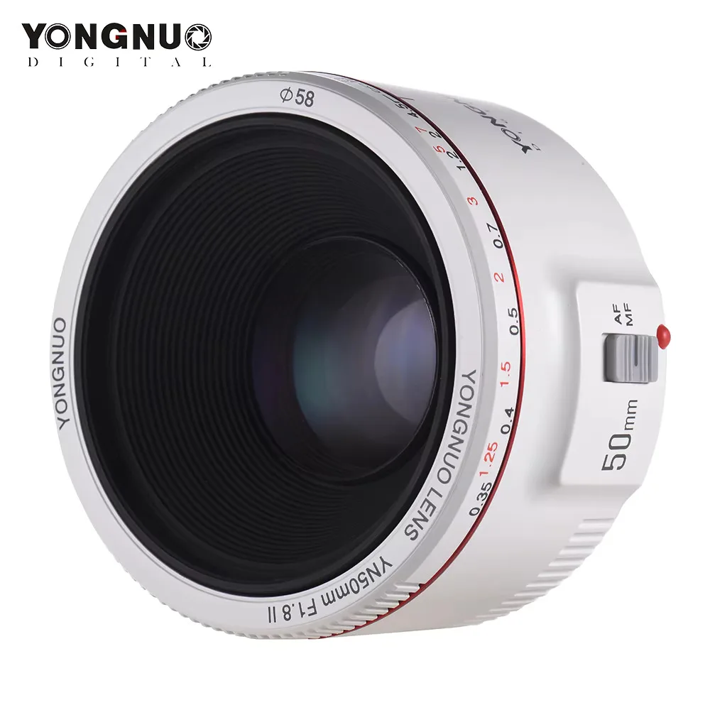 YONGNUO yn50 мм F1.8II Mark 2 для камер Canon EOS 60D 70D 5D2 5D3 600d DSLR с автофокусом AF MF объектив (белый)