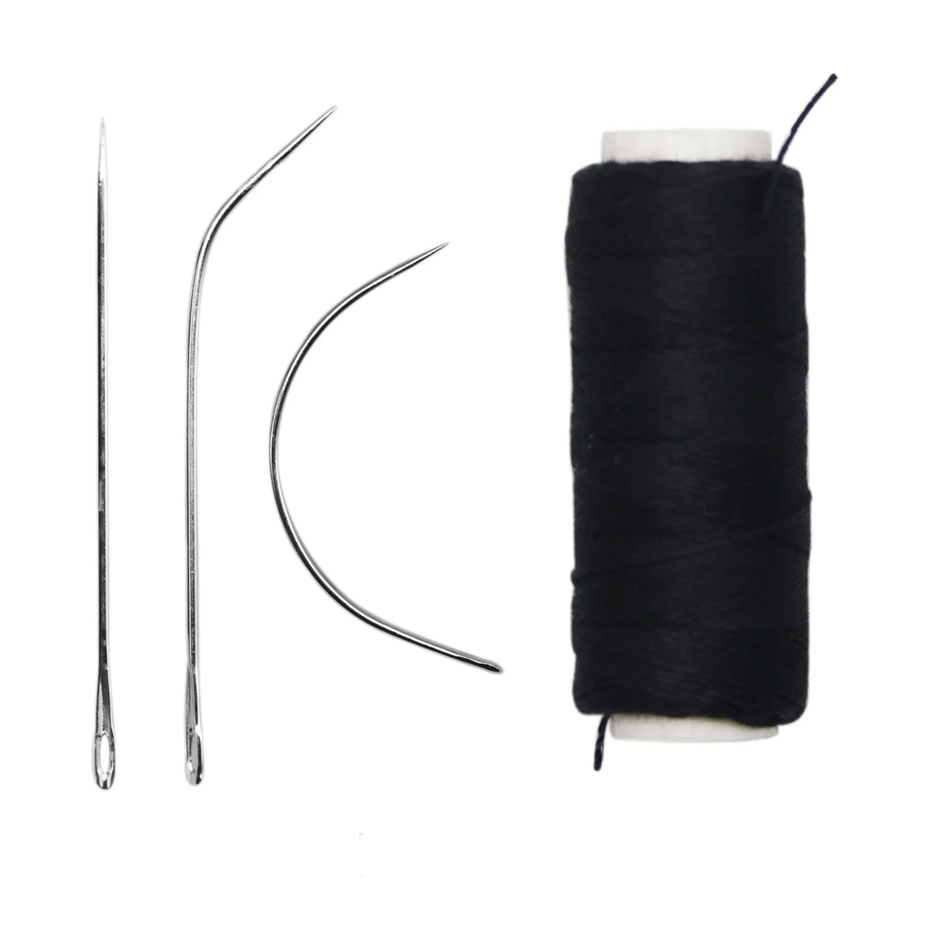 1 Rolls Hair Weaving Threads With 3 pcs C J I Mix Curved Needles Wig Making Tools Sewing Thread  For Hair Extension Tool