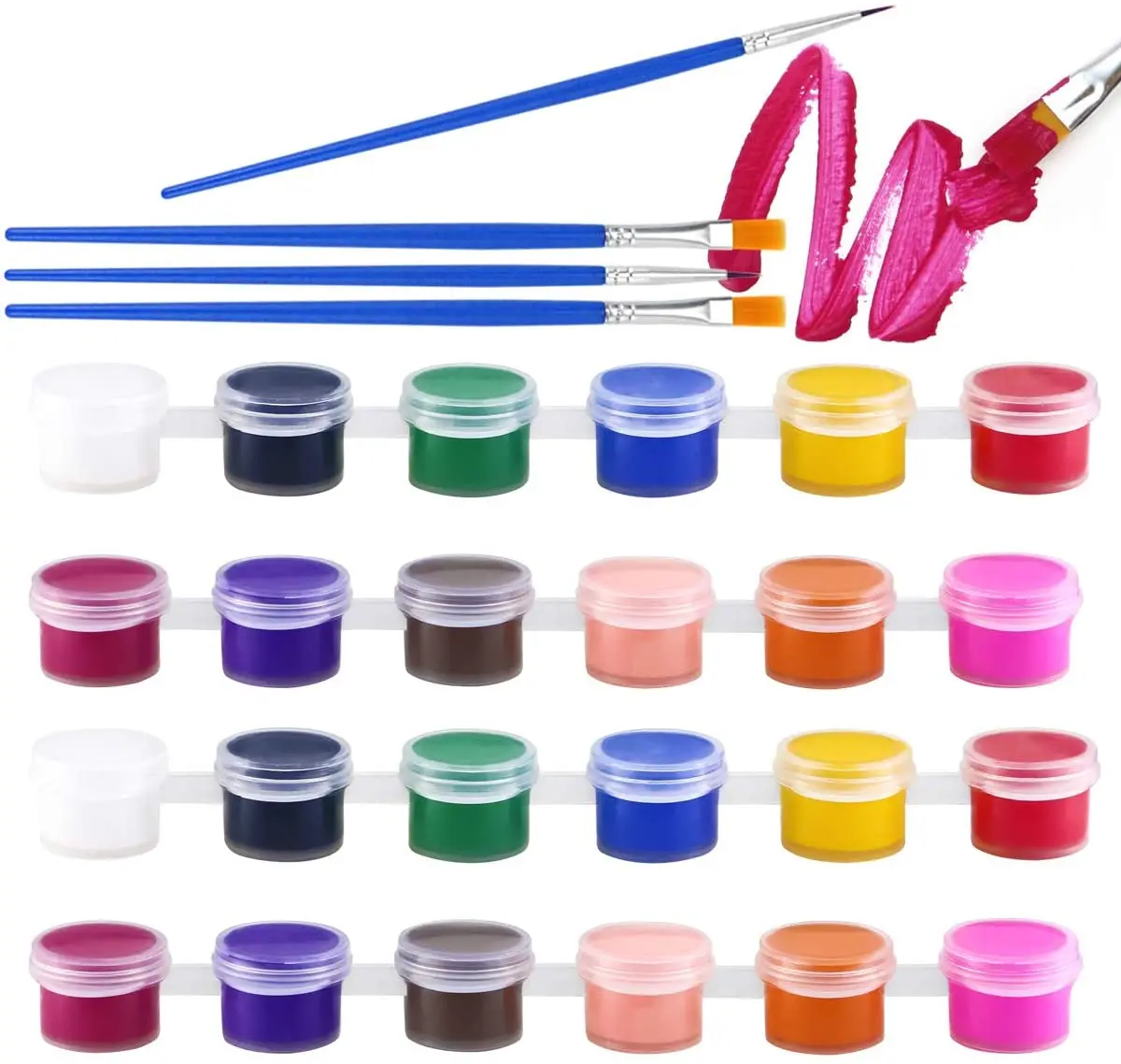 Customized 12 Colors Mini Cheap Acrylic Paint Pots Set with Brush for Children Kids Painting