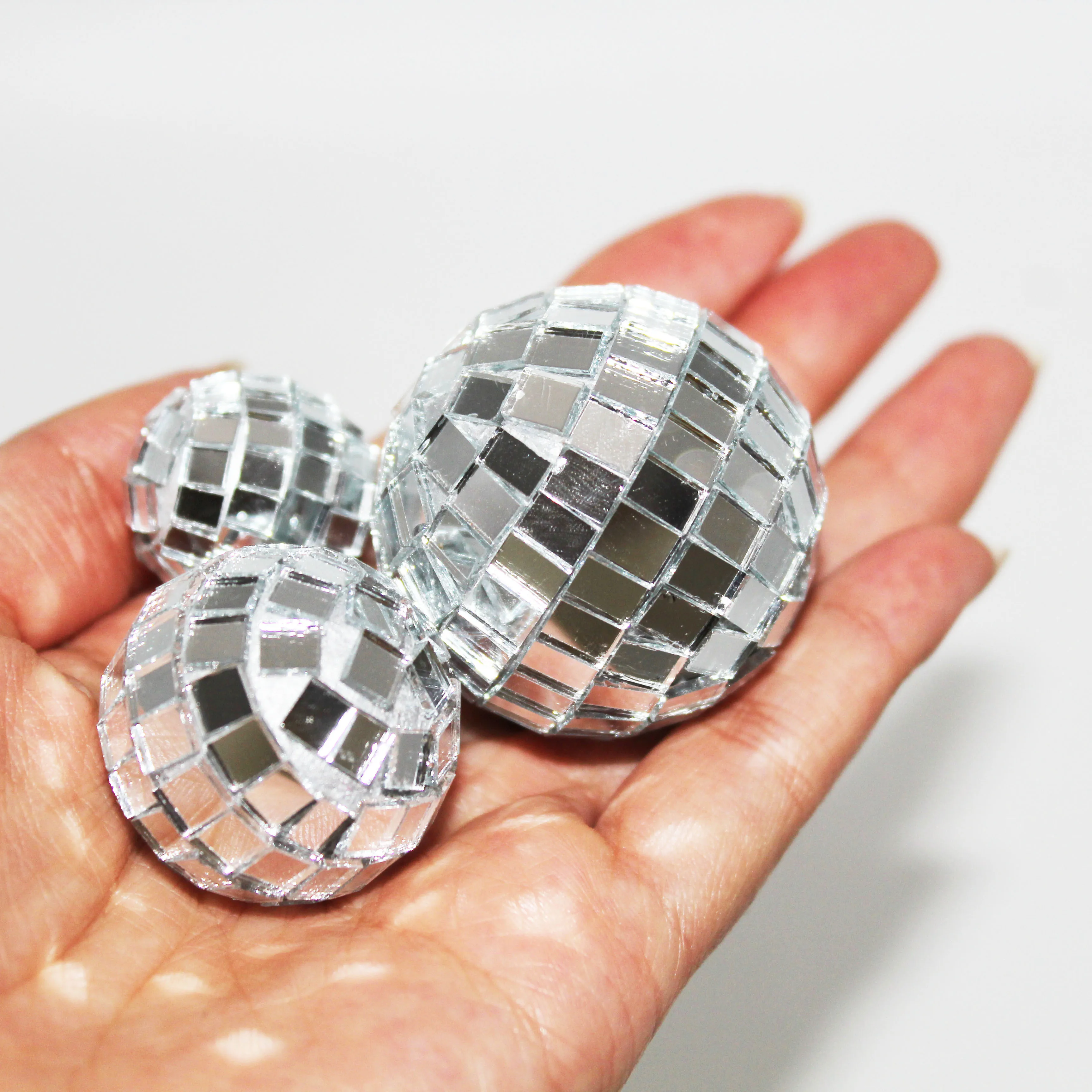 Ychon Disco Ball Cake toppers Decoration Dance Birthday Party Supplies Bling Silver Mirror Balls Cupcake toppers