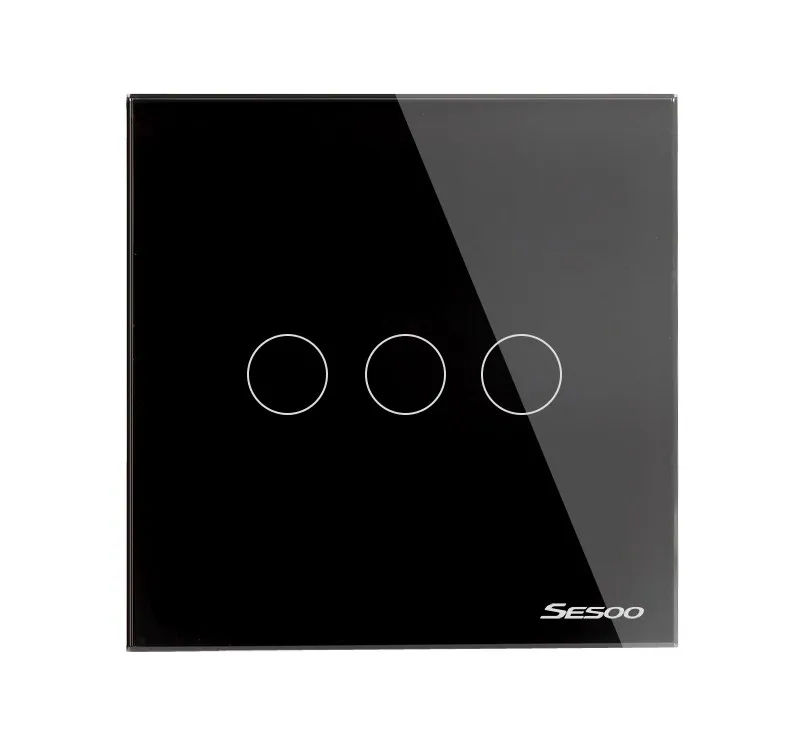 European Standard Touch Panel Wall Light Switch For Smart Home Remote Control 3 way wall light switch