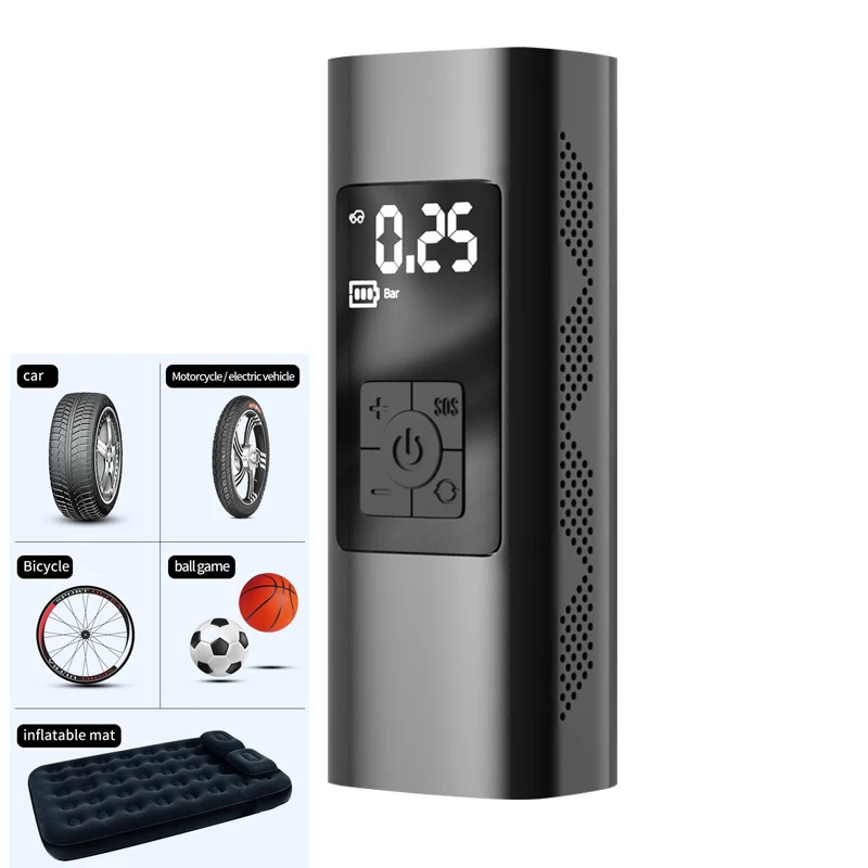 Hot Selling Electric Automatic LED Screen Cordless 130PSI Portable Mini Car Air-Compressors For Car Motorcycle Bicycle Ball Tyre