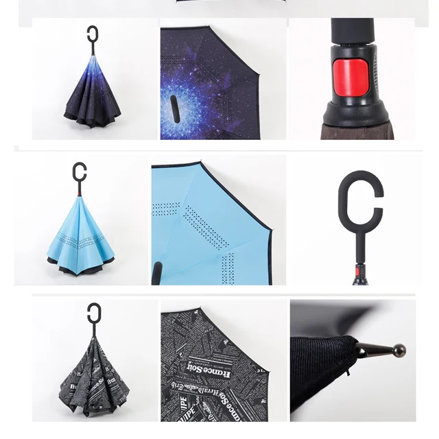 High quality Windproof gift inverted umbrellas with logo printings
