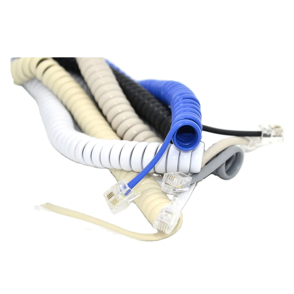  Hot selling 4 core pin RJ9 Spiral telephone