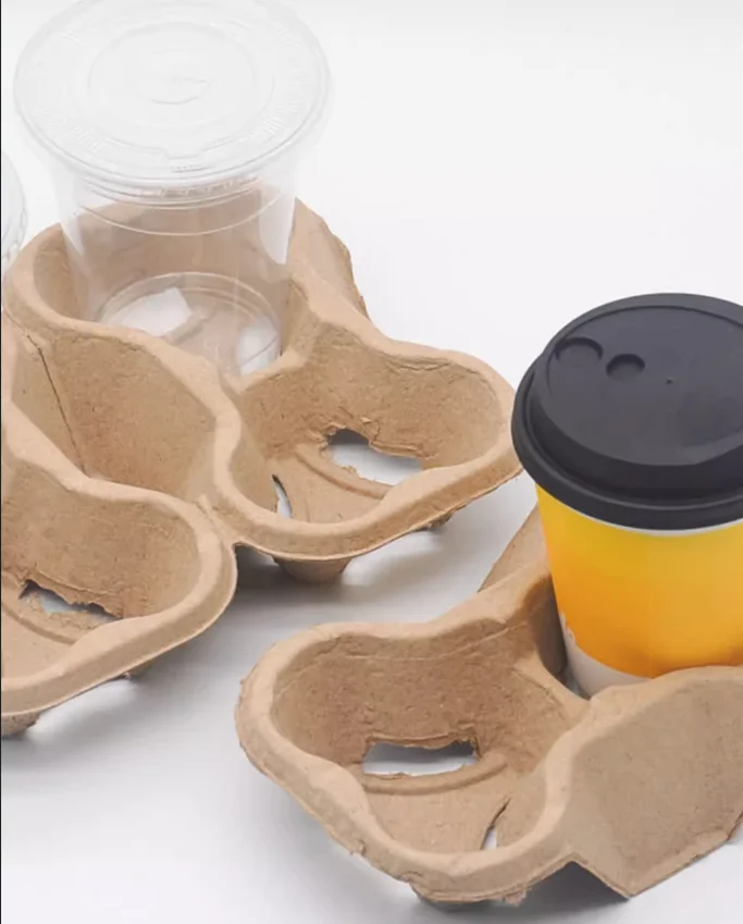 Disposable Customized Kraft Take Away Drink Eco Paper Coffee Cardboard Cup Holder Carrier Packing 2 Caves