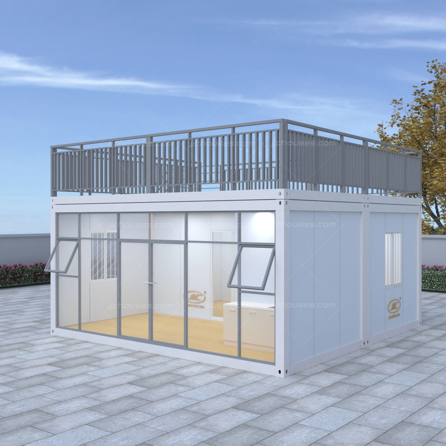 Wood modular home bungalow container, high quality prefab home container, low cost prefab water bungalow