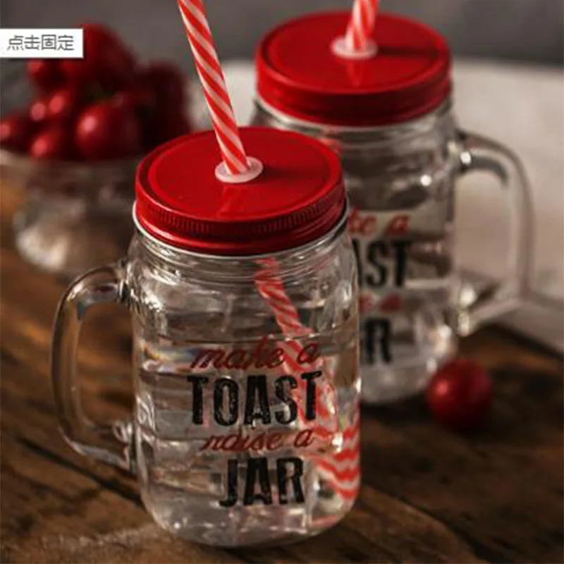 Avertan  drinking glass mason jar  Mexico rooster cup beer mug glass jar handle mason jarwith handles