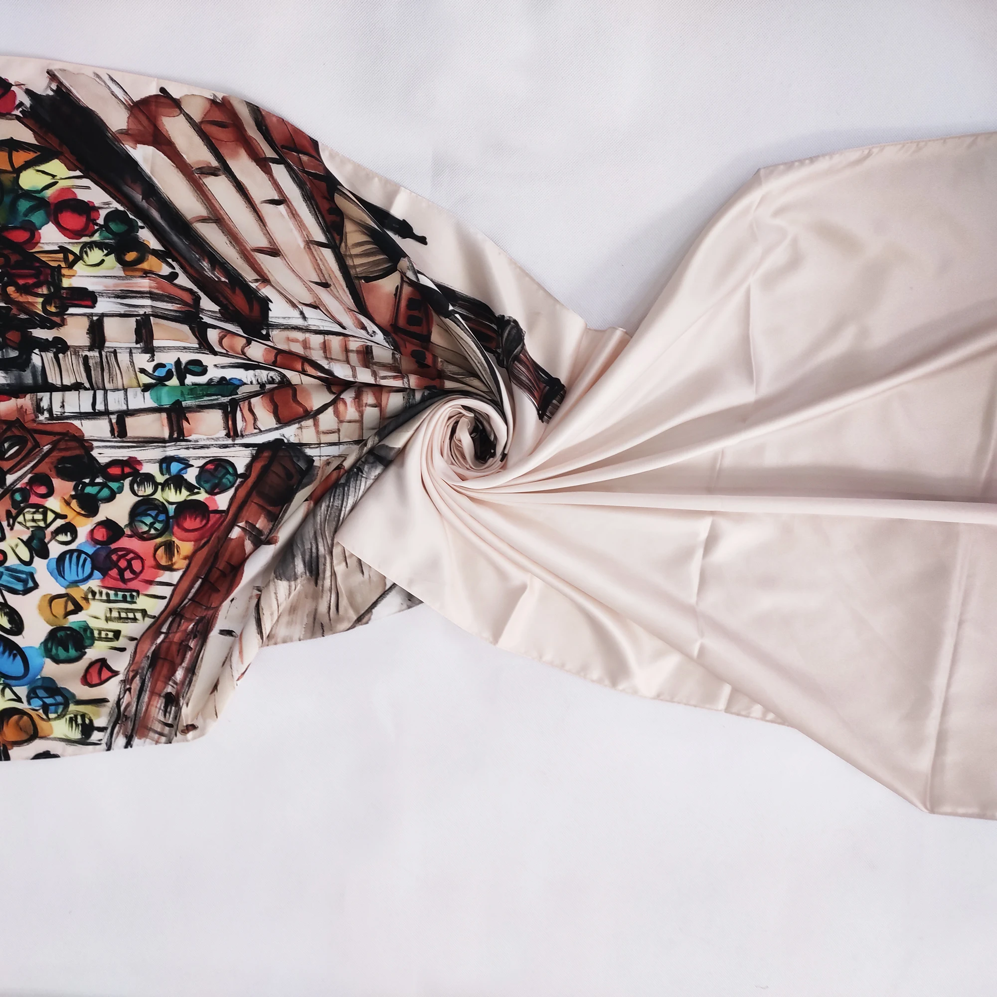 
Hot selling custom polyester triangle satin scarf with low price 