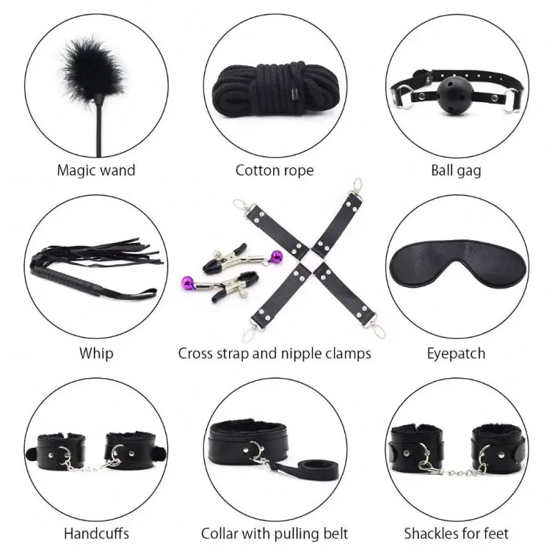 Roleplay BDSM Bondage suit restraint gear 10pcs sex toys couple exotic adult couple women