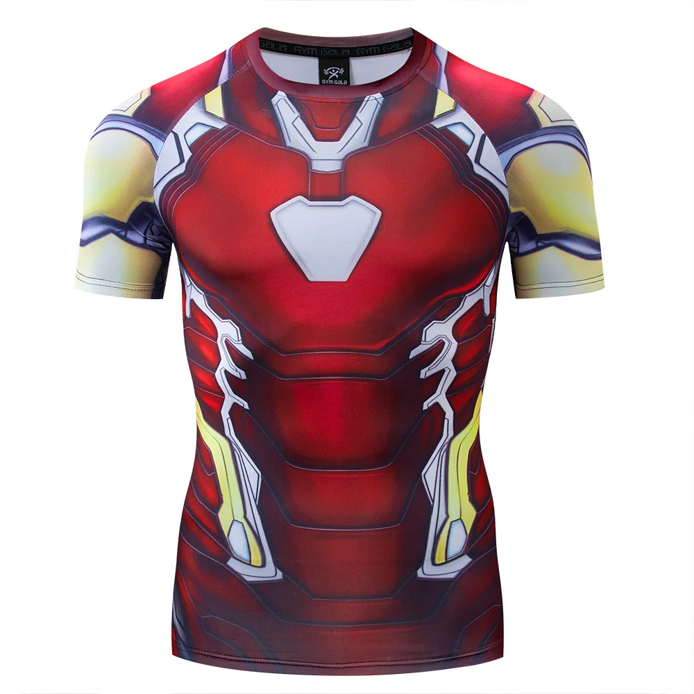 mixed Wholesale adults retail Spiderman IronMan CaptainAmerica Quick Dried Tight T-shirt Movie Hero Costume