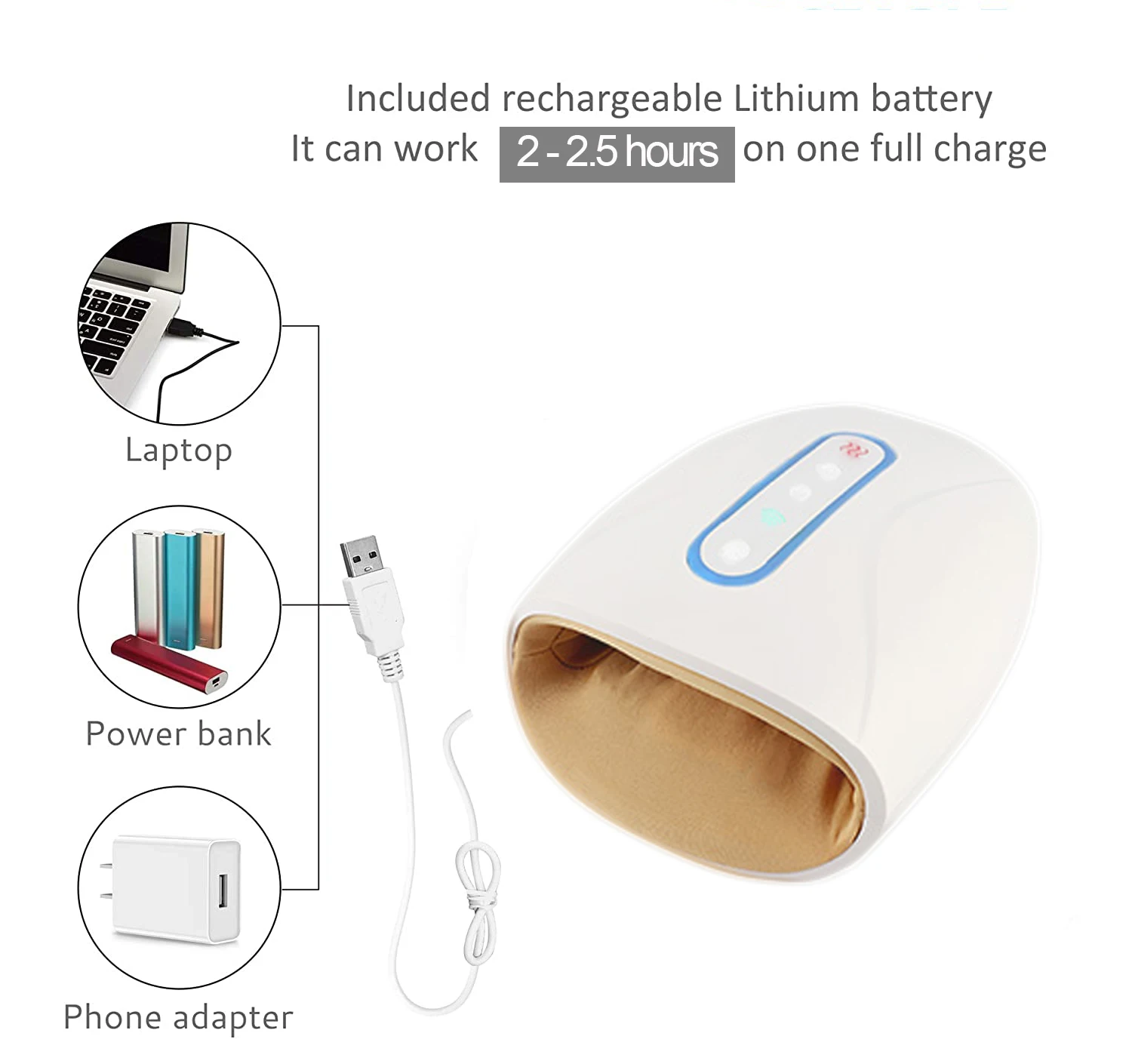 Welcome Wholesale Odor Proof White Electric Palm Air Compression Hand Massager