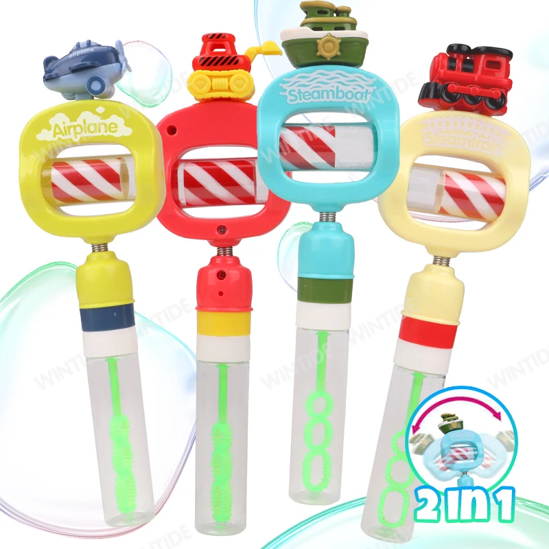 2024 Transportation vehicles whistle wand stick toys gifts for Kids soap bubble maker Toy
