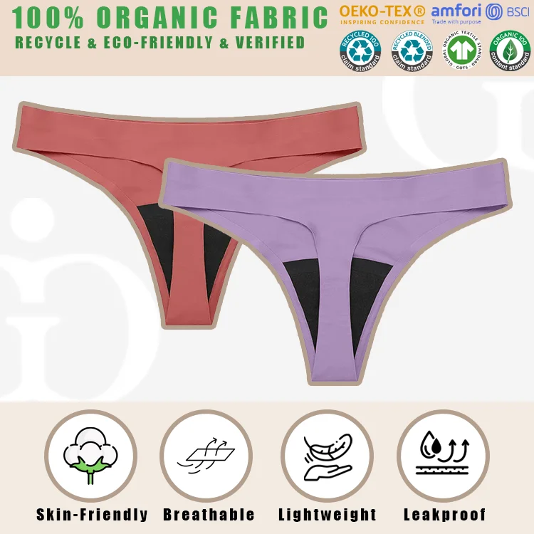 Low Waist Seamless Absorbent Leak Proof Culotte Menstruelle Seamless Menstrual Thongs Underwear Period Tangas Panties for Women