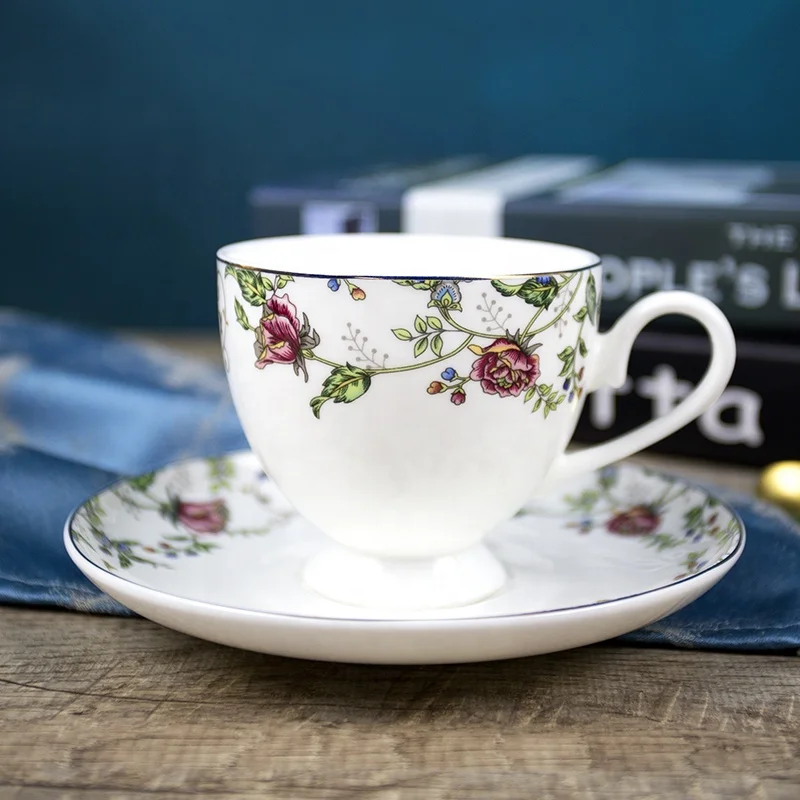 Wholesale and retail 15 pcs fine bone china ceramic gold flower decal porcelain tea set