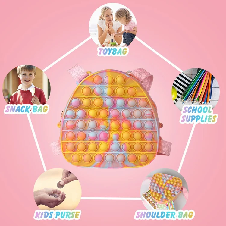 New Design Sensory Silicone Kids Bubble Pops Fidget Backpack Anxiety Stress Relief Fidget Toy Bag