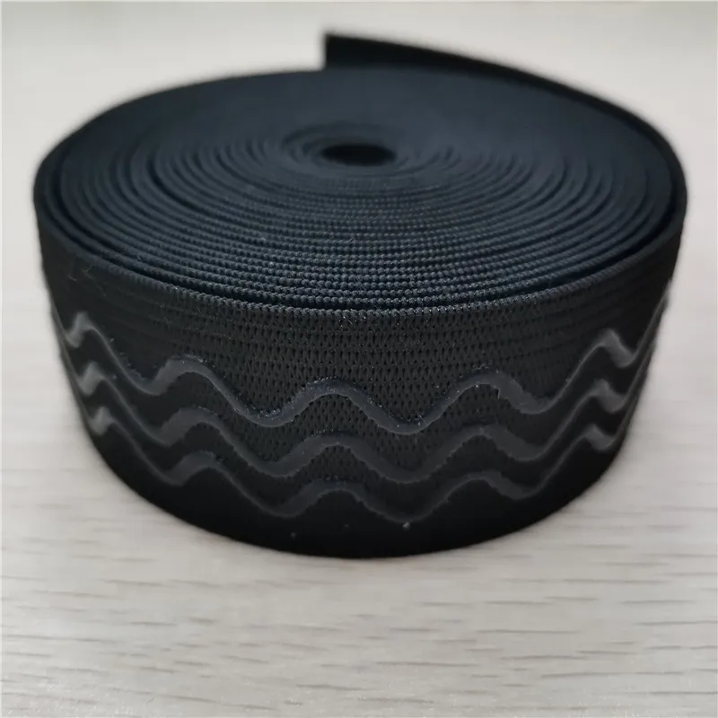 High quality anti-slip waving silicone elastic webbing tape anti slip rubber elastic band dots grip for bicycle