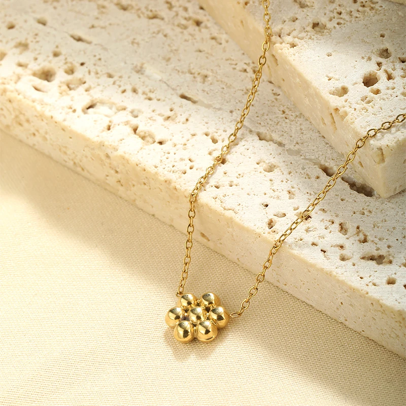 Hot Sale Stainless Steel 18K Gold  Chain pendant with little balls Necklace For Women