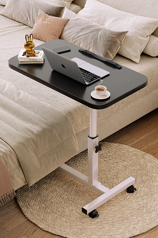 Portable vertical bedside bed small computer desk home office movable folding lifting wooden desktop laptop table desk