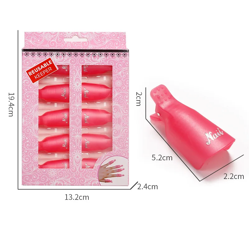 10pcs Plastic Nail Art Soak Off Clip UV Gel Wraps Nail Polish Remover Cover Clips Cleaner Nail Polish Remover Clips