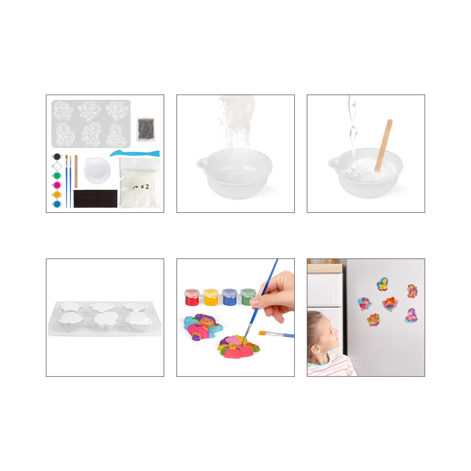 Birthday Holiday Gifts Art And Crafts Kit For Kids 6 PCS Mould Paint Unicorn Fairy Painting Set Toy Plaster DIY Drawing Painting