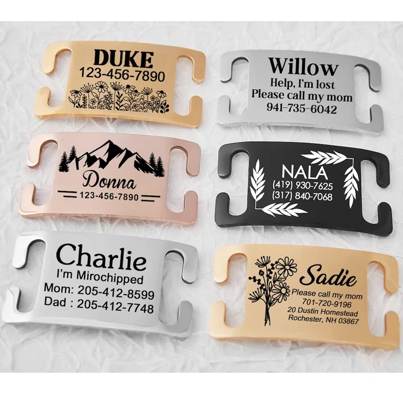 Custom Engraved Dog Name Tags Cute Slide-On Pet Cat Collar Id Tags Pendant Style Personalized Dog Pendants Charms