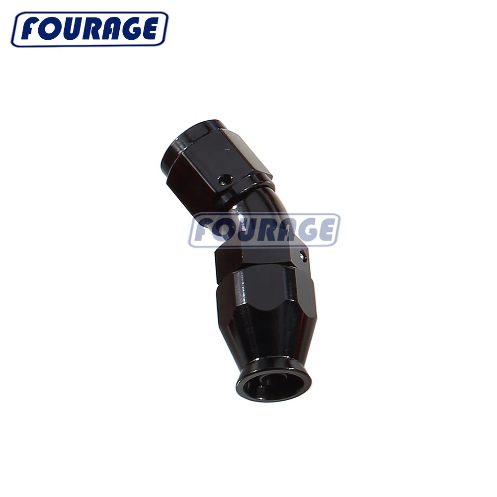 Fourage 45 Degree Aluminum AN6 Female Swivel Full Flow PTFE Fuel Line Hose End Fitting Adapter