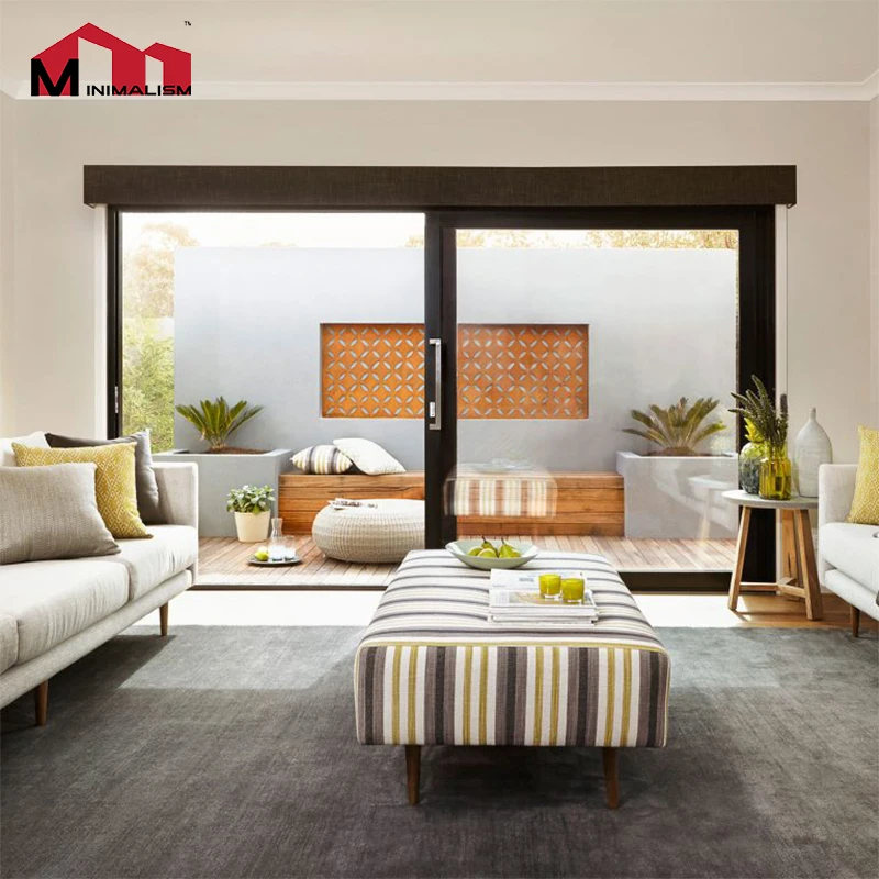 Double Glazing Tempered Glass Stacker Sliding Patio Doors Double Glazed Aluminium Sliding Door