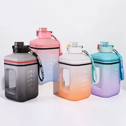 56/64oz Gallon plastic square Water Bottle Leakproof Sports Water Jug with Time Marker Drink Enough Water Throughout the Day