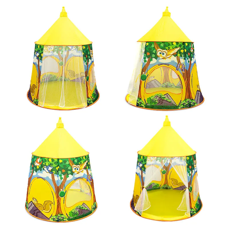 Portable Foldable Toddler Play House Toy Game Cute Cartoon Animal Teepee Pop Up Tent For Kids