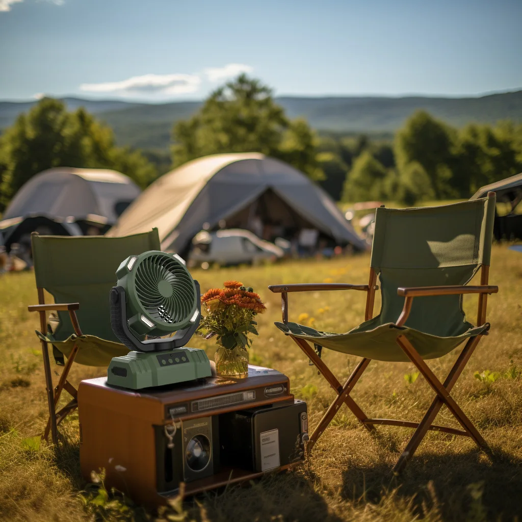 10000mAh Rechargeable Outdoor Camping Fan with LED Light Hook Remote Control Rotatable Portable Fan Table Fan for Office Car