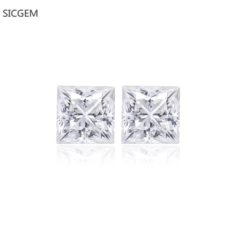 SICGEM Jewelry Princess Cut Moissanite Stone Factory Direct VVS D Colorless Wholesale Moissanite Price