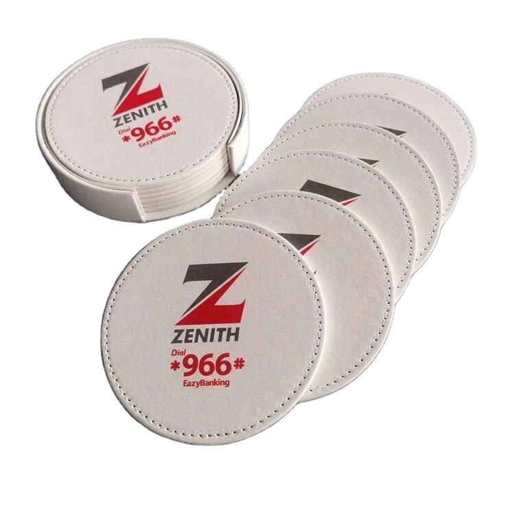 Custom Water Absorbent Tea Cup Coaster 6PCS Set Leather Coffee Drink Coaster