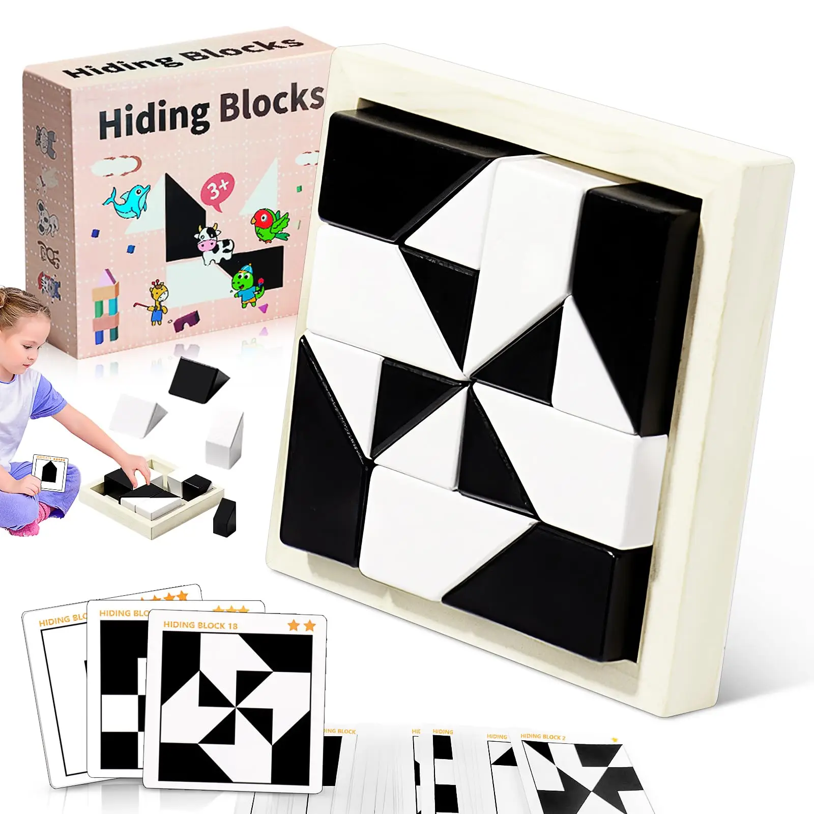Geometric Shape Puzzles Jigsaw Puzzle & Games 3D Hiding Building Blocks Educational Logical Thinking Toys For Kids