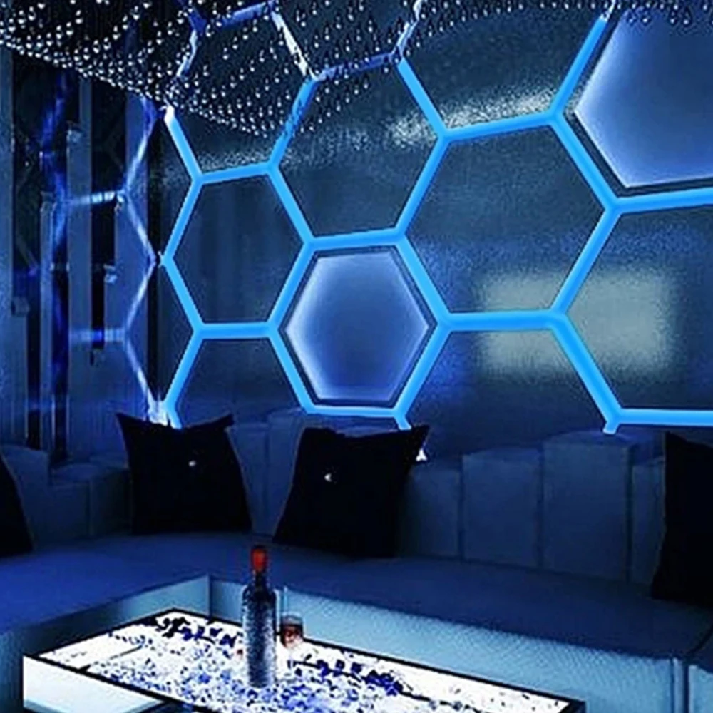 Honeycomb Auto Car Detailing Work Light Bar Car Wash Station RGB Garage Ceiling Hexagonal Led Lights
