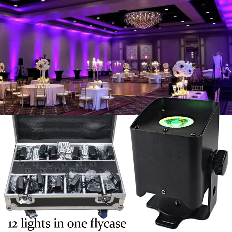 Wireless Battery Powered Pin Spotlight 12lights in one flycase for wedding party disco