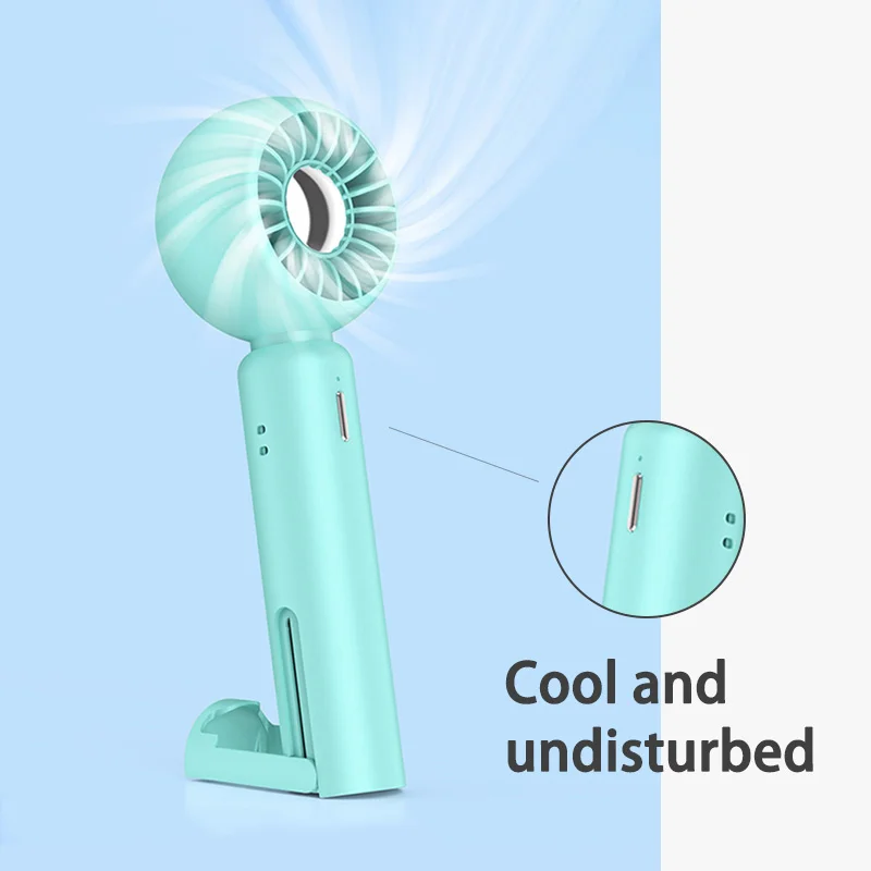 New Handheld Mini Portable Small Fan Type-C Charging Invisible Stand Desktop Handheld Mini Fan