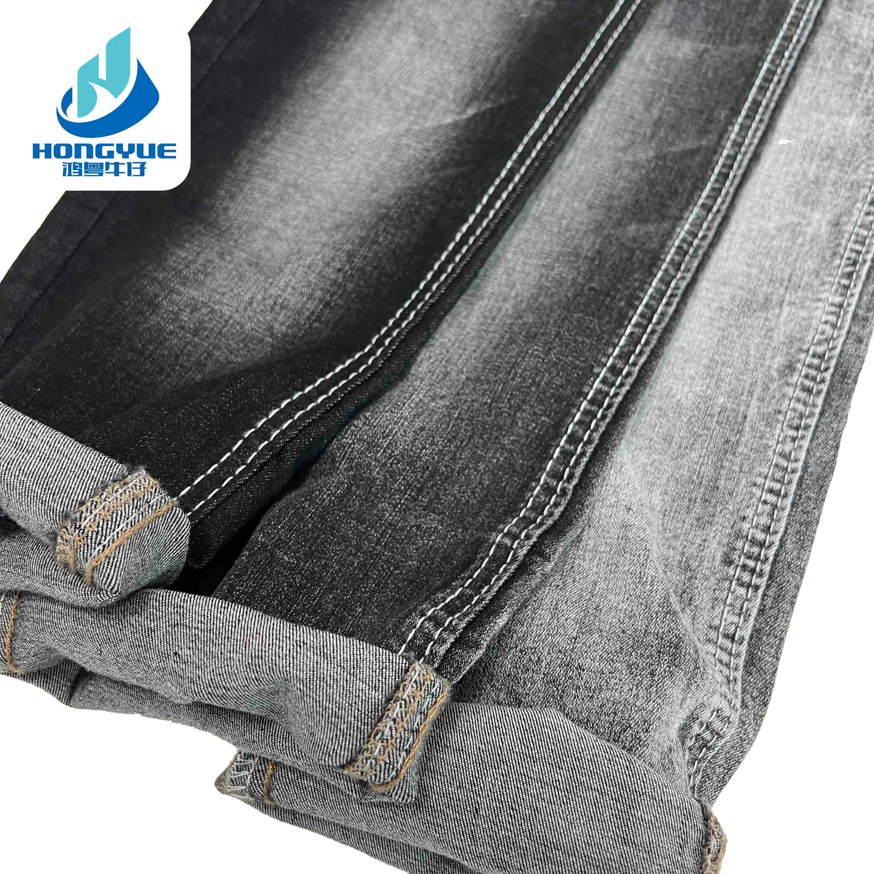7oz Jeans Fabric Textile Raw Material Black Color Stretch TR Denim Fabric