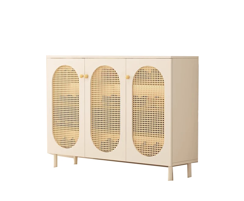 White French Rattan Shoe Storage Cabinet For Living Room Dining Room Kitchen Outdoor