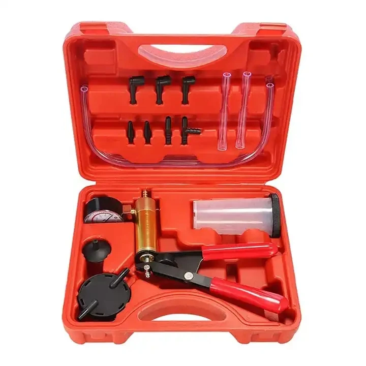 Manual Handheld Vacuum Pump Hose adaptor and Gauges Tester Set Brake Bleeder Kit for Automotive with Adapters Case
